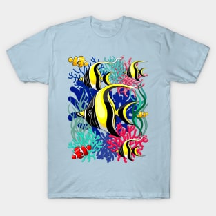 Angel Fish and Clown Fish Pattern T-Shirt